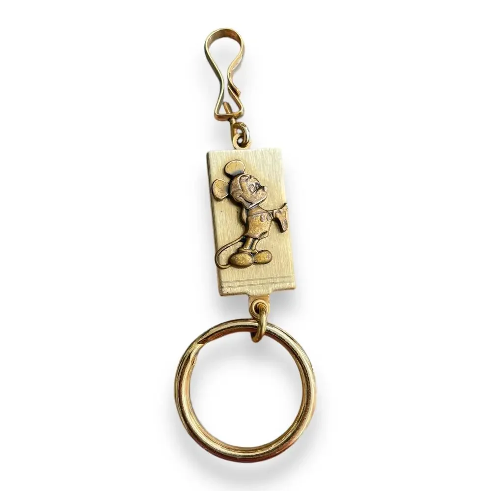 Mickey Mouse Gold Plated Men's Valet Key Ring - With Finger Flick Technology